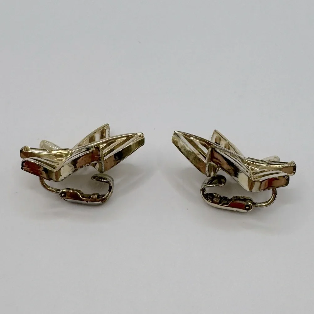 CORO Vintage Gold-Tone Crystal & Enamel Leaf Clip-On Earrings